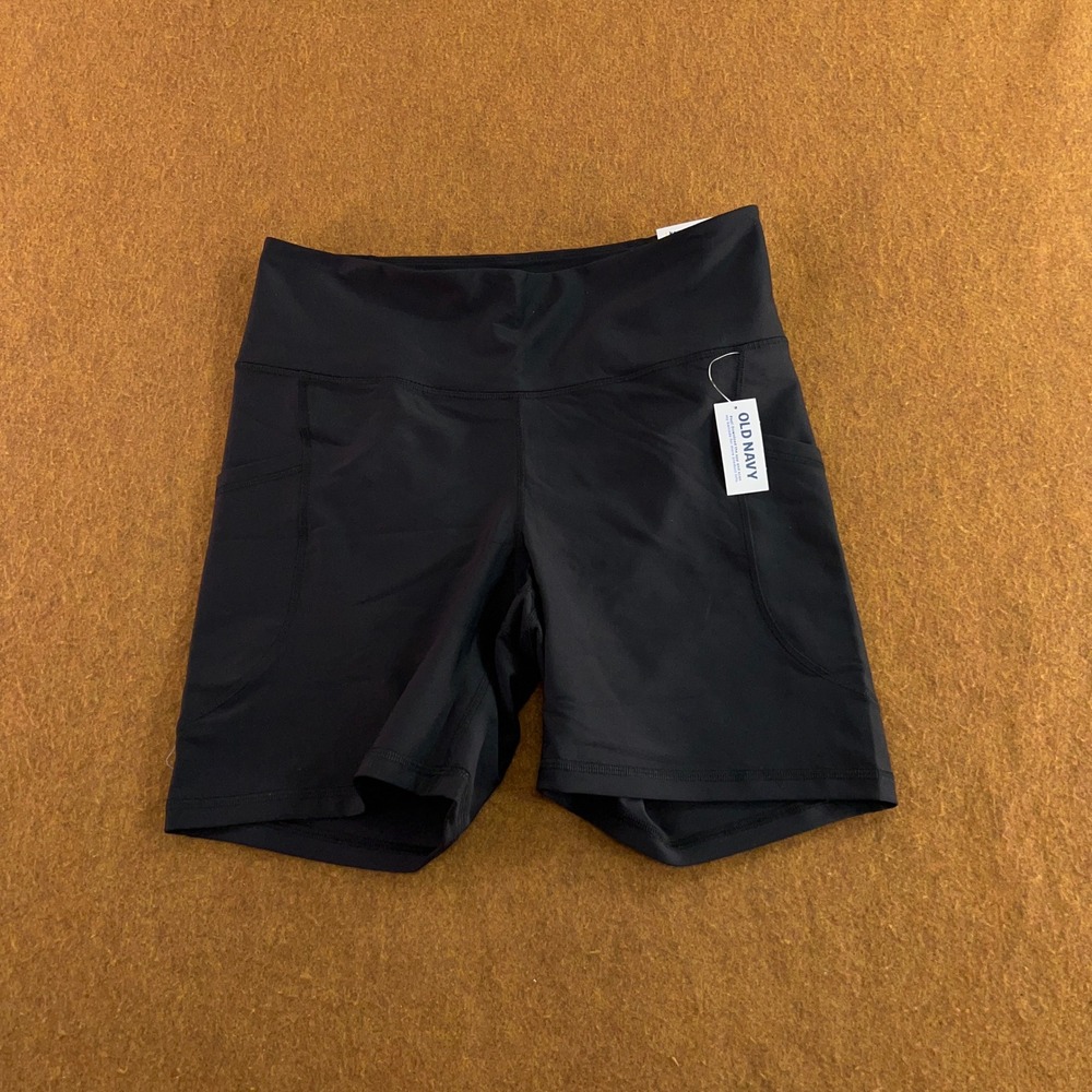 Old Navy Womens Large Black Powersoft High-Rise 6-Inch Inseam Bike Shorts NWT